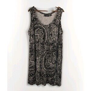 Cynthia Rowley Women's Plus 3X Midi Dress A-Line Short Sleeve Pullover Black